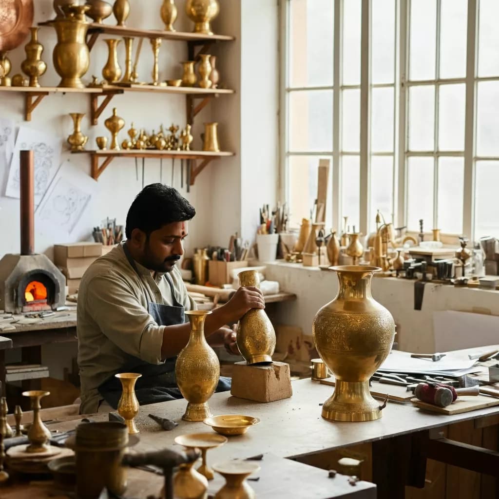 A craftsman showcases his artistry in brass